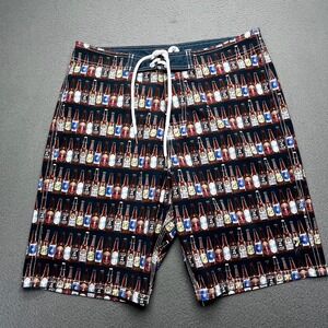 Toes on the Nose Men Swim Trunks Beer Bottle Print Party Y2K Size 32 USA